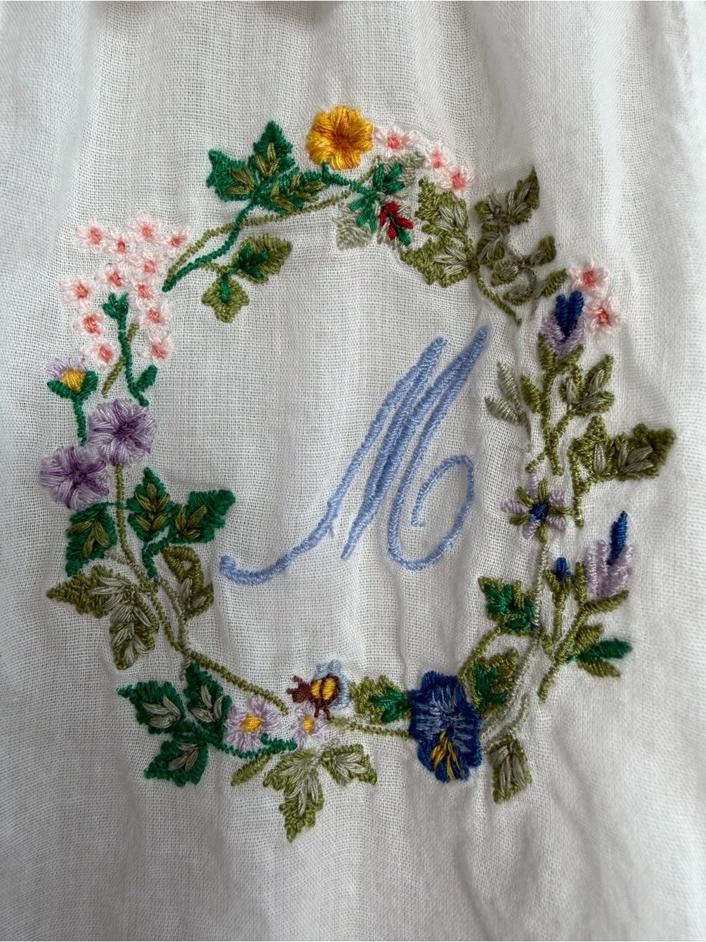 DOÉN “Heirloom Monogram” Nightgown, White, Embroidery Monogram, “M” Size L - Picture 4 of 15